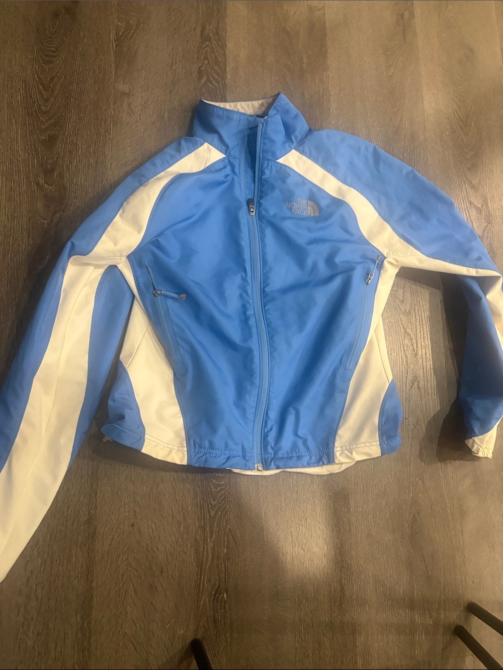 The North Face Blue and White Women's rain wind Jacket flight series